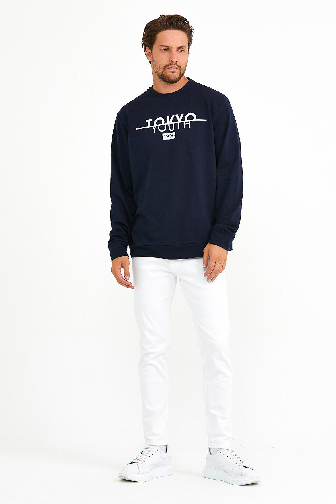 spr22sw134 Bisiklet Yaka Tokyo Basklıl Sweat