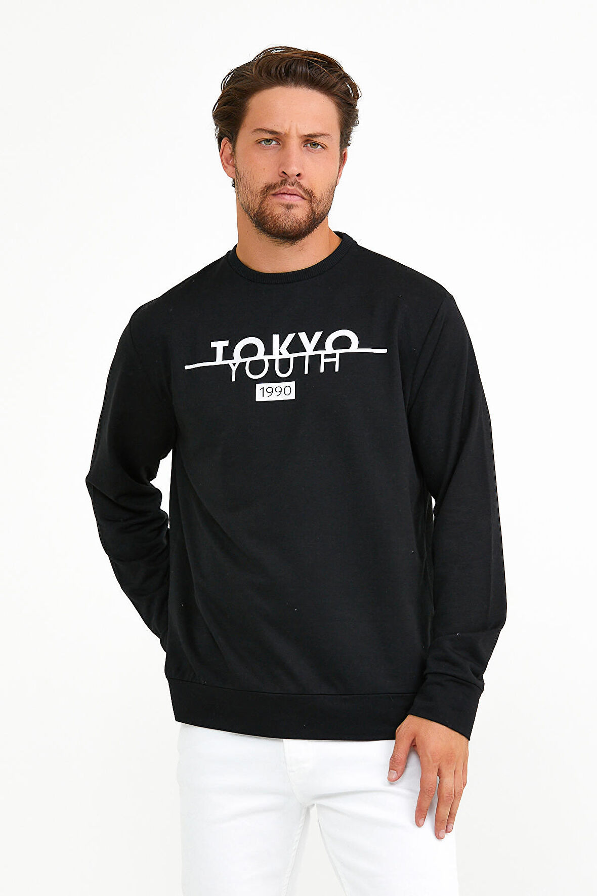 spr22sw134 Bisiklet Yaka Tokyo Basklıl Sweat