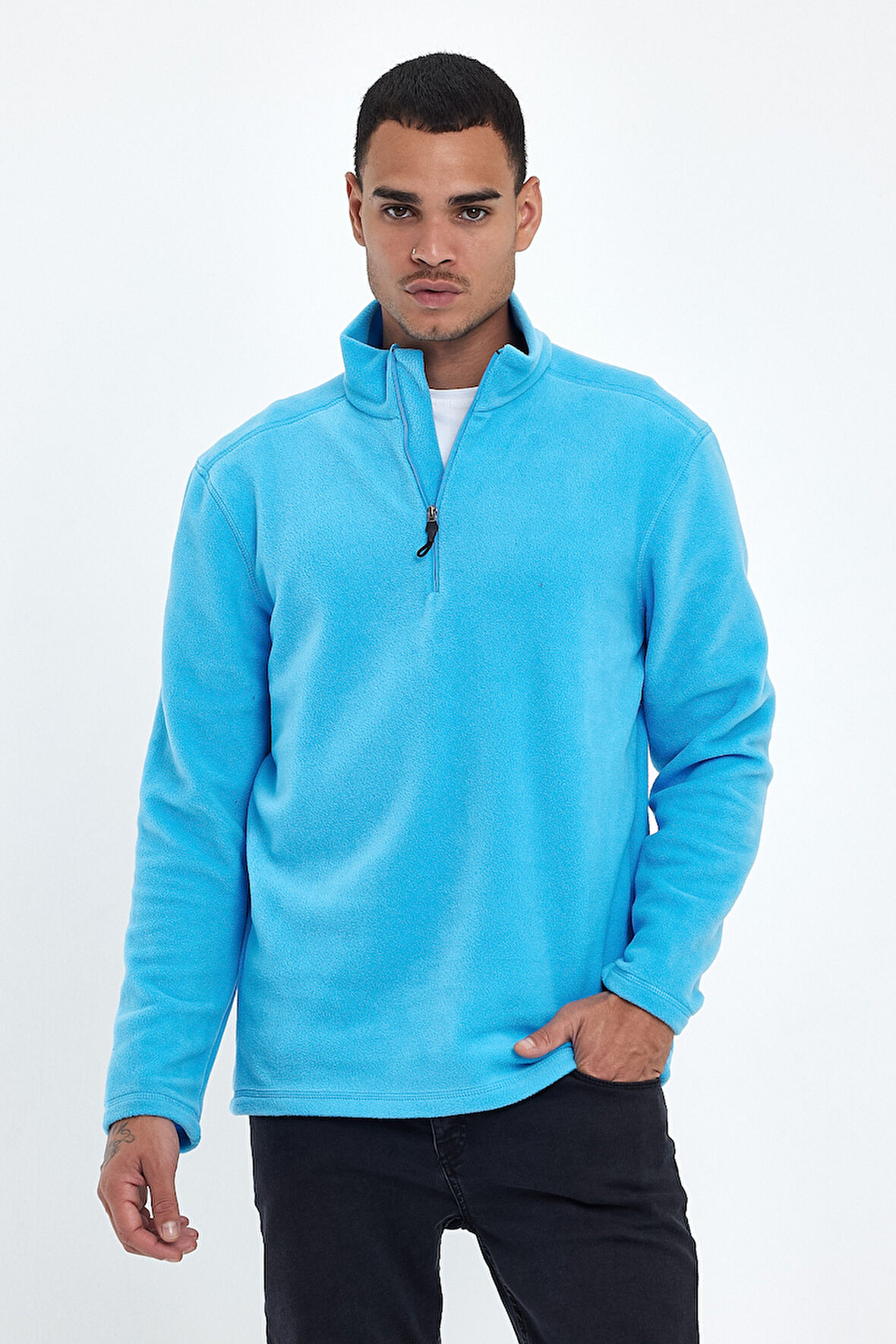 Süperlife Erkek Rahat Kalıp Softech Polar Yarım Fermuarlı Sweatshırt spr24pw20