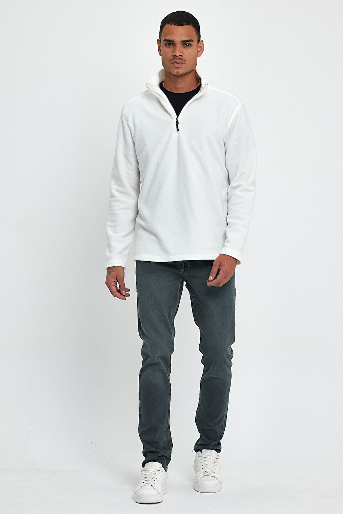 Süperlife Erkek Rahat Kalıp Softech Polar Yarım Fermuarlı Sweatshırt spr24pw20