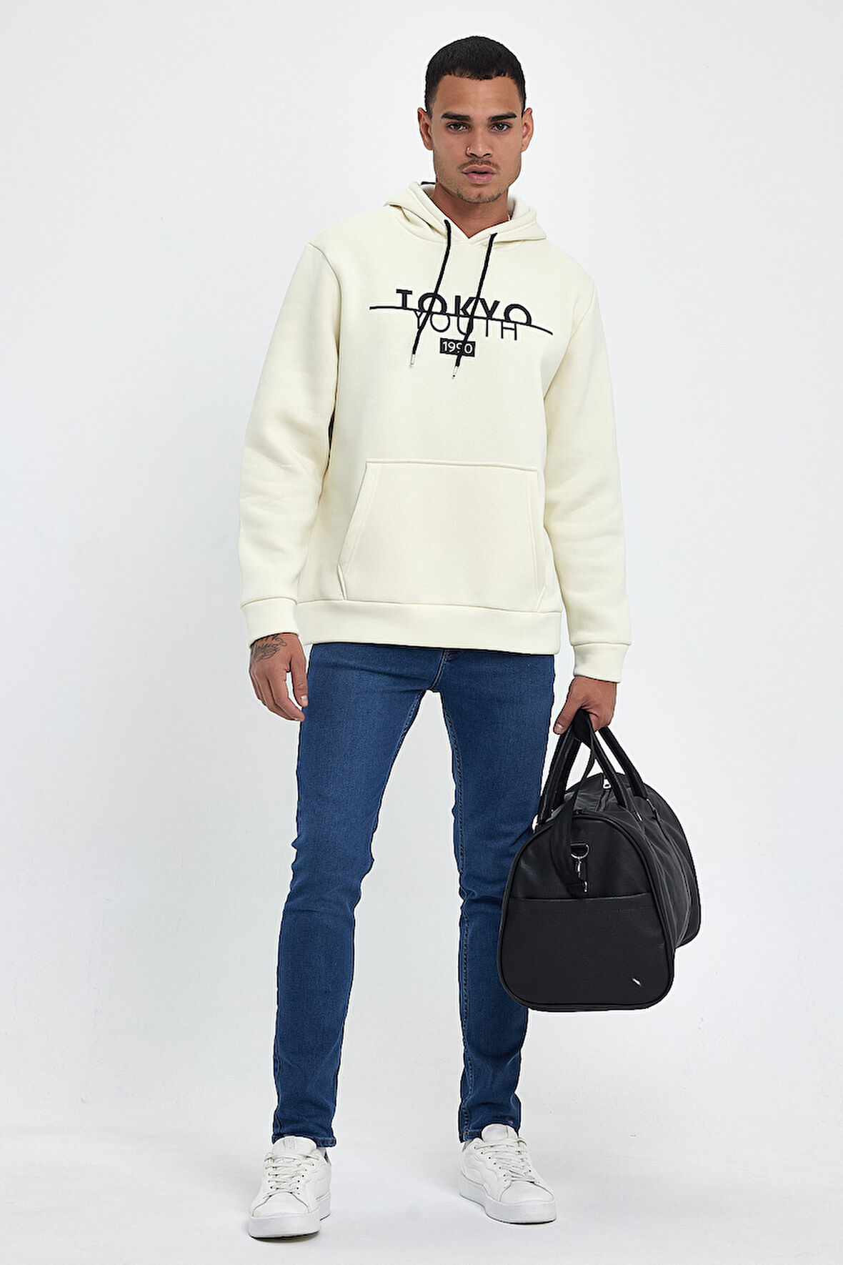  Kapşonlu Rahat Kalıp İçi Polarlı 3 iplik Tokyo Baskılı SweatShırt spr24sw12