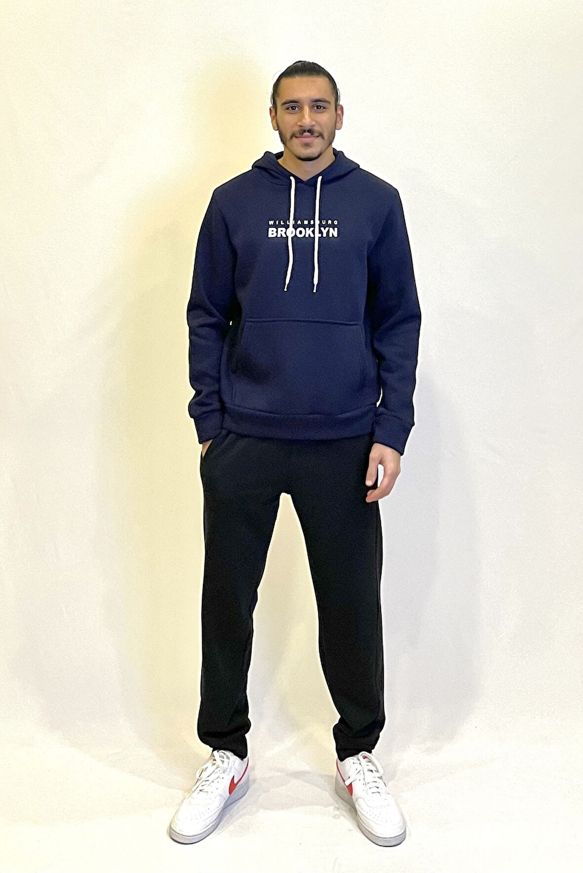 Süperlife Erkek Kapşonlu Rahat Kalıp İçi Polarlı 3 iplik  Wıllamsburg Brooklyn Baskılı Swetashırt spr24sw04