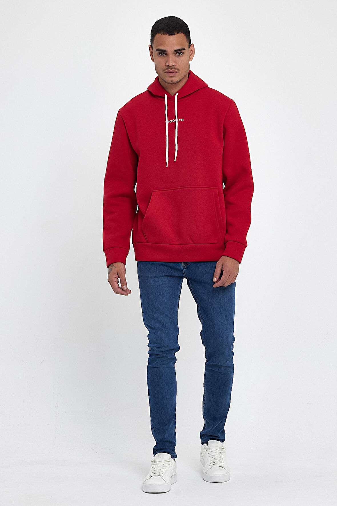 Erkek Kapş.Rahat Kalıp İçi Polarlı 3 iplik Orta Brooklyn Baskılı SweatShırt spr24sw13