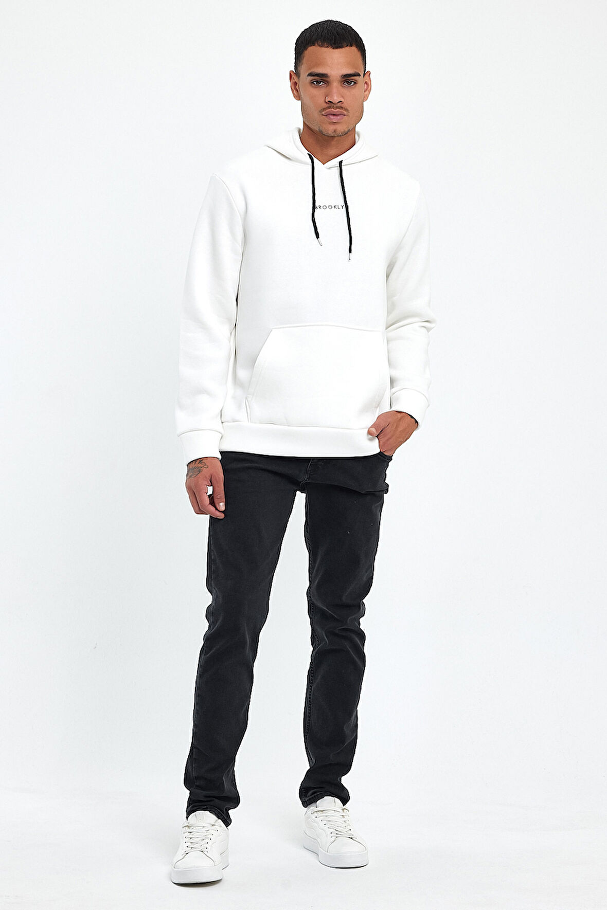 Erkek Kapş.Rahat Kalıp İçi Polarlı 3 iplik Orta Brooklyn Baskılı SweatShırt spr24sw13