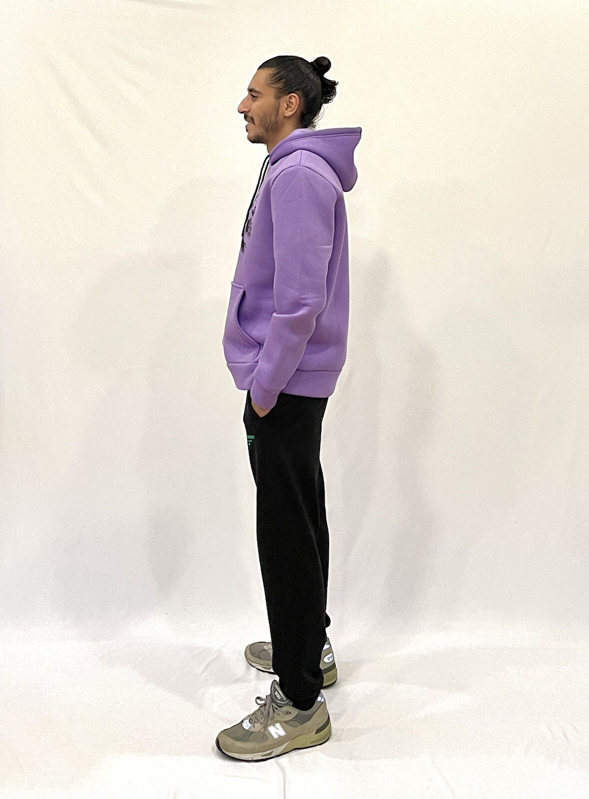 Erkek Kapşonlu Rahat Kalıp İçi Polarlı 3 iplik NYC Baskılı SweatShırt spr24sw09