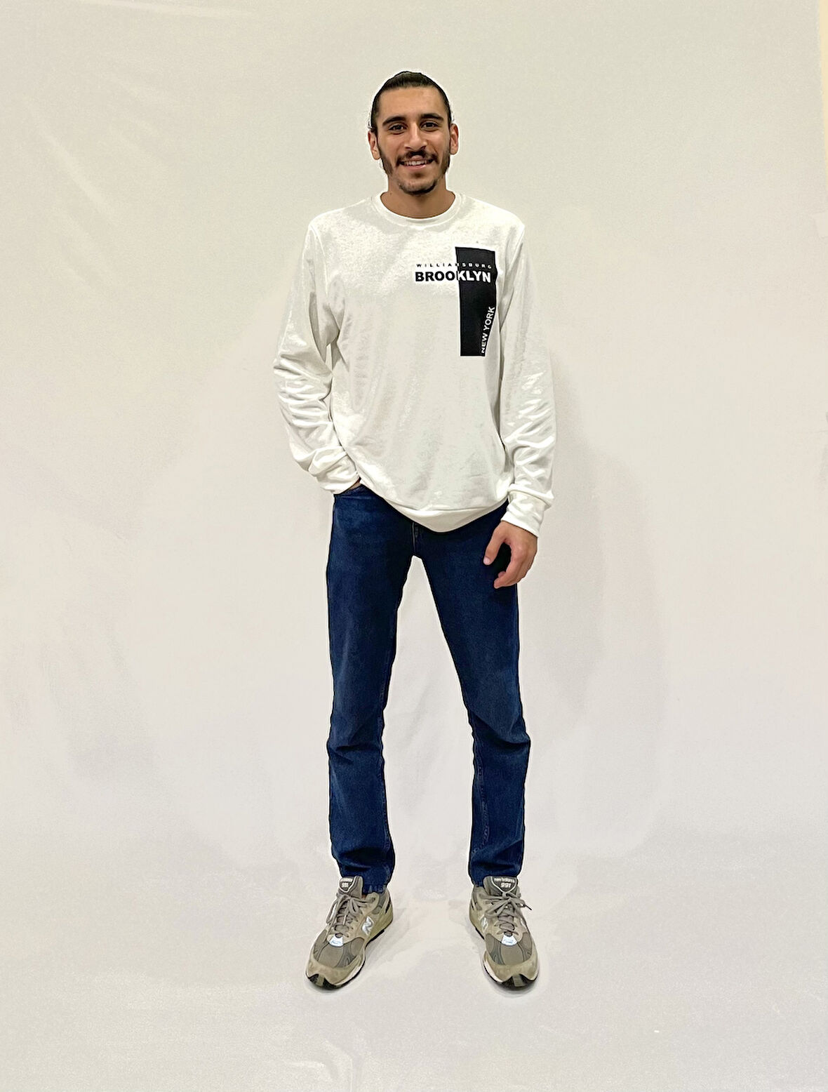 Erkek Bisiklet Yaka Rahat Kalıp 3 iplik Kalın W.Brooklyn Baskılı  Sweatshirt SPR24SW31