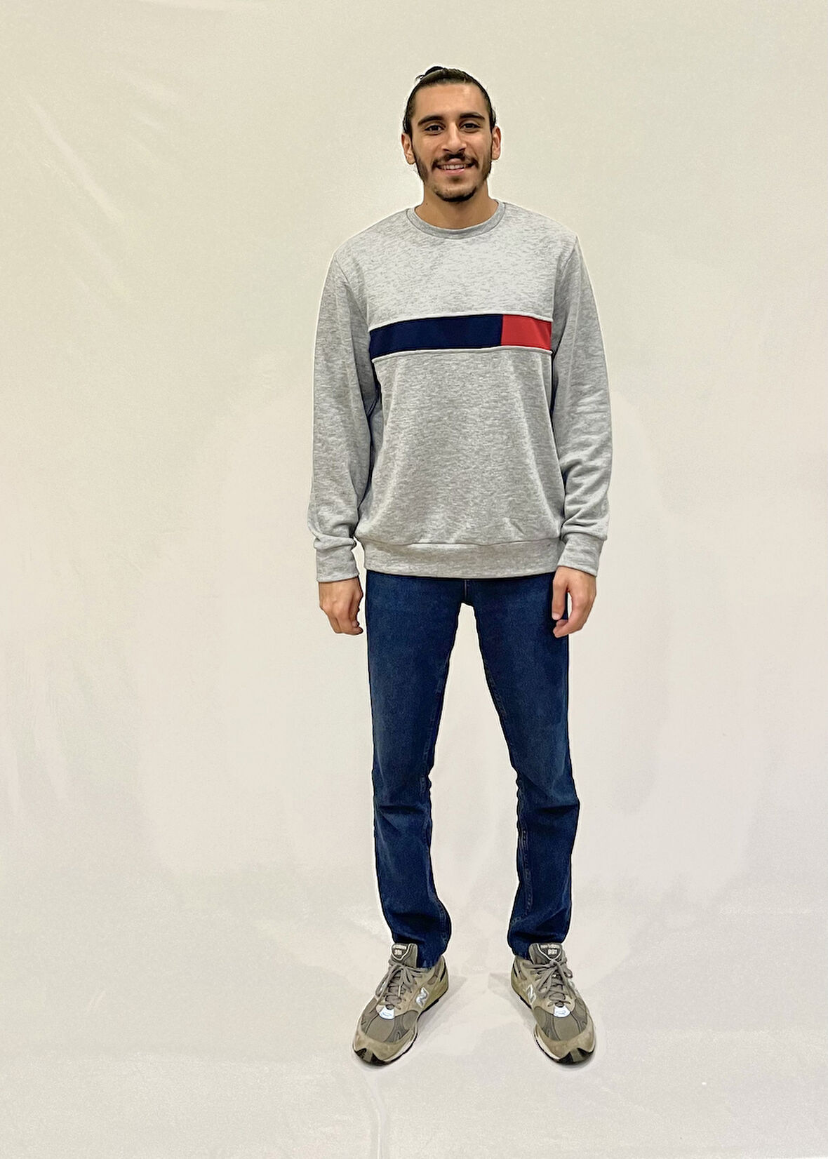 Erkek Bisiklet Yaka Rahat Kalıp 3 iplik Kalın Garnili Sweatshirt SPR24SW35