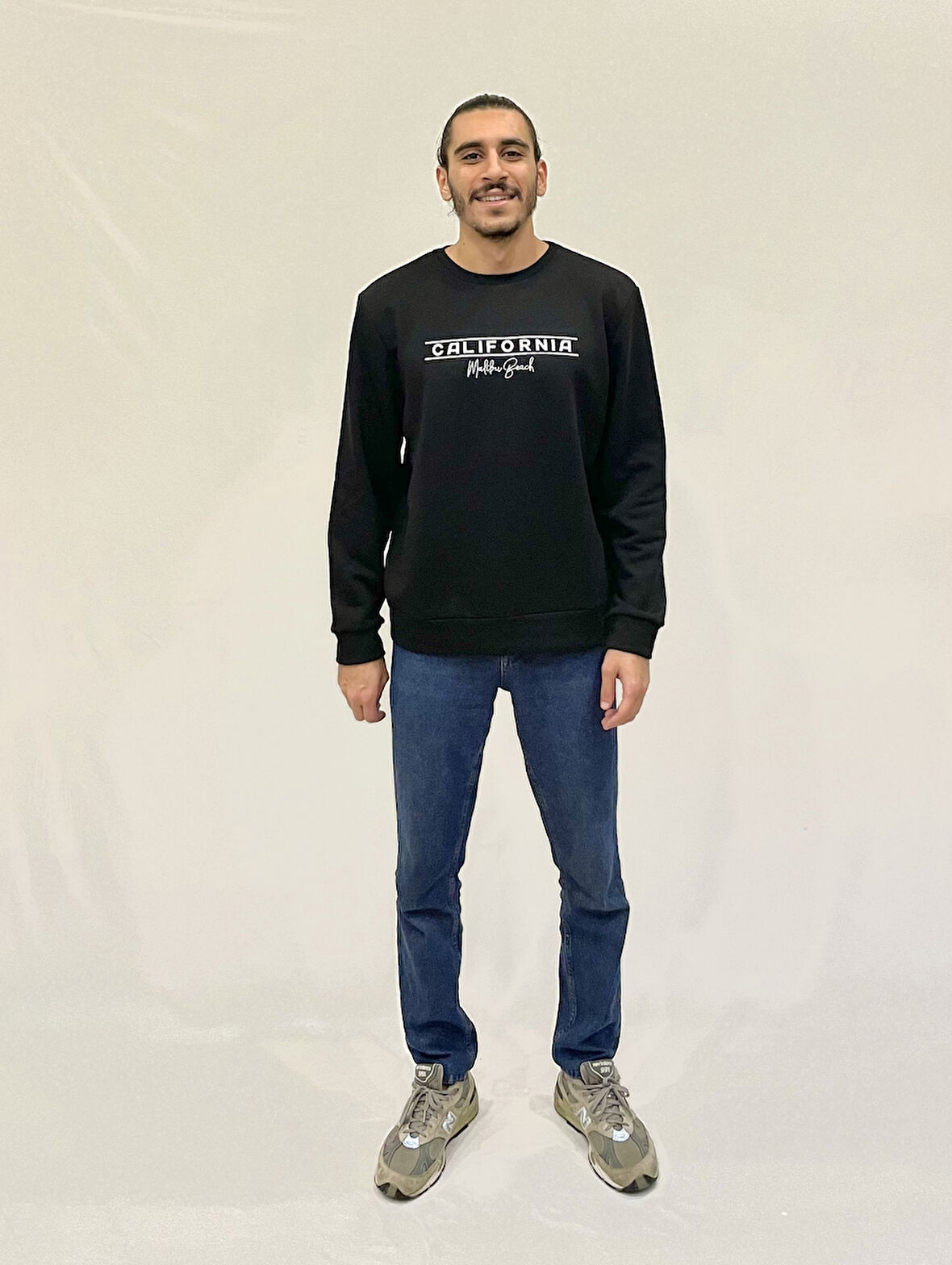 Erkek Bisiklet Yaka Rahat Kalıp 3 iplik Kalın Californıa Baskılı  Sweatshirt SPR24SW32