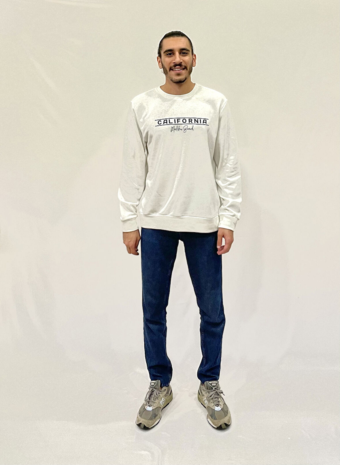 Erkek Bisiklet Yaka Rahat Kalıp 3 iplik Kalın Californıa Baskılı  Sweatshirt SPR24SW32