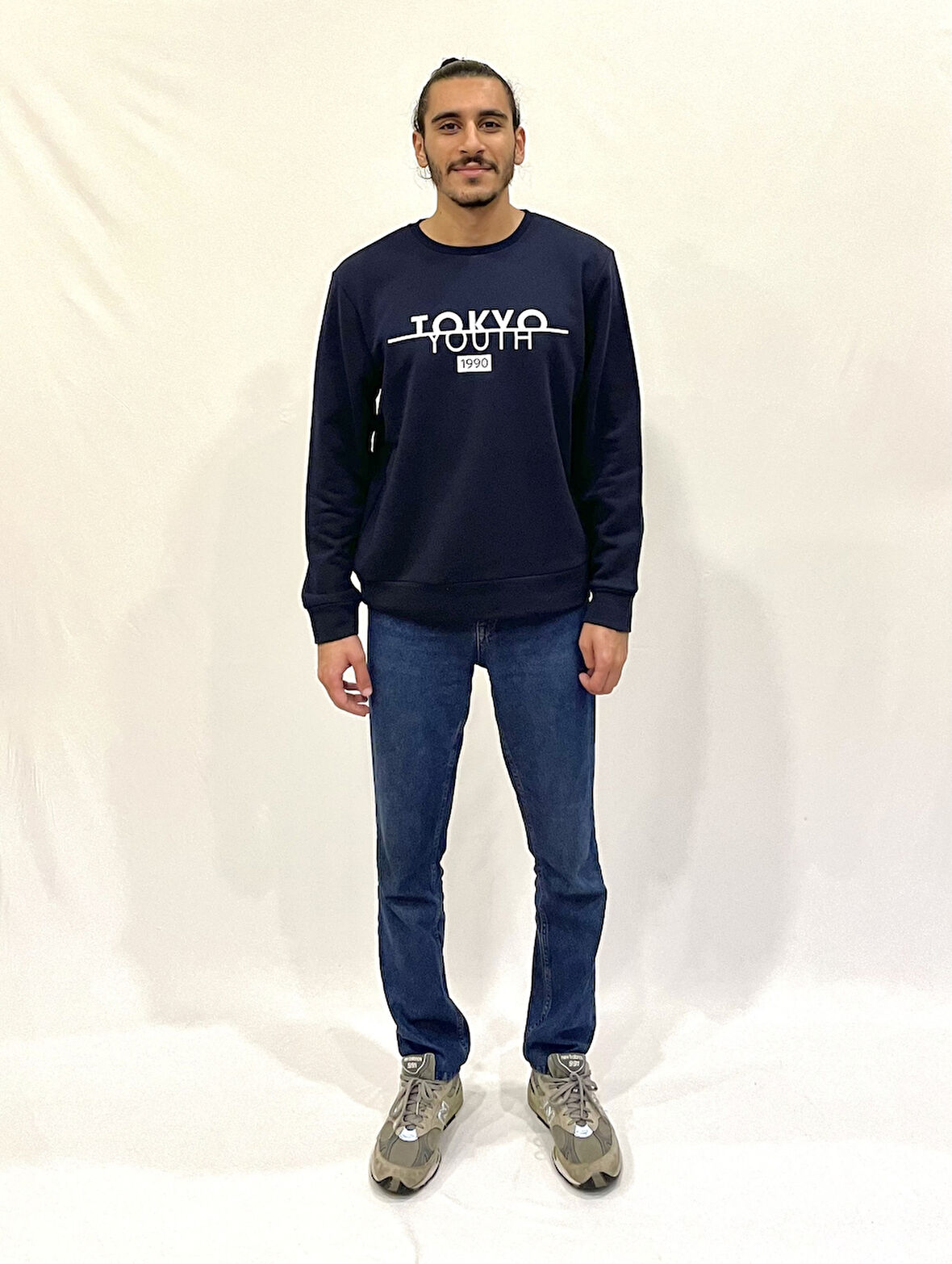Erkek Bisiklet Yaka Rahat Kalıp 3 iplik Kalın Tokyo Baskılı  Sweatshirt SPR24SW30