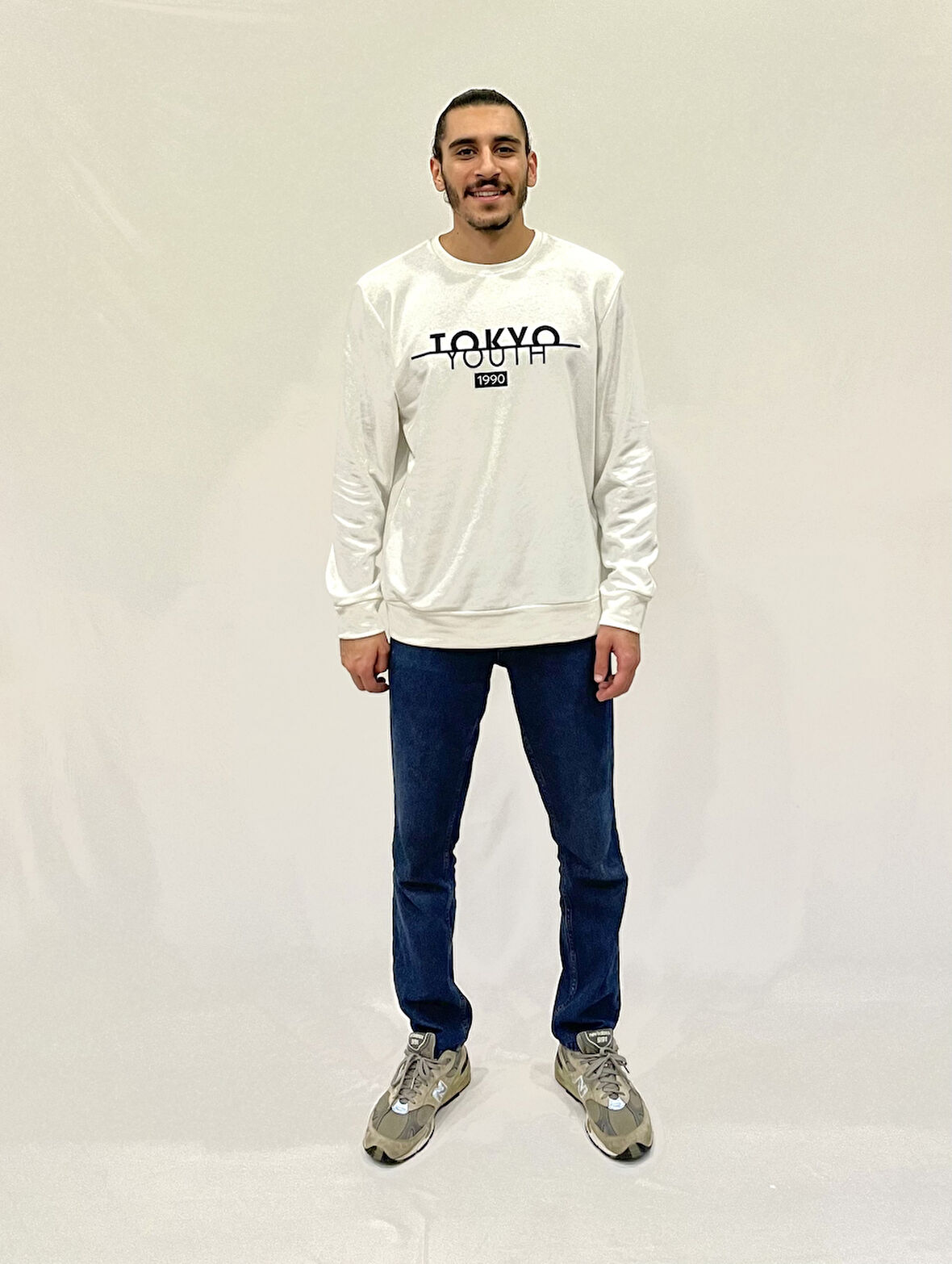 Erkek Bisiklet Yaka Rahat Kalıp 3 iplik Kalın Tokyo Baskılı  Sweatshirt SPR24SW30
