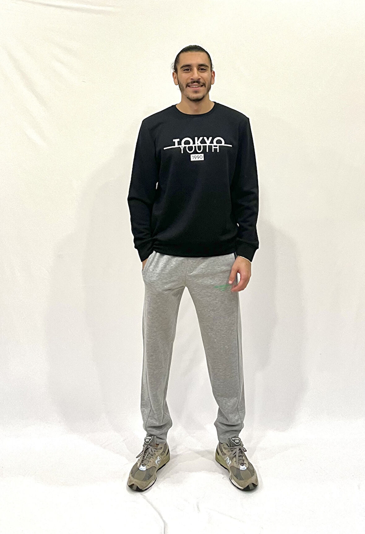 Erkek Bisiklet Yaka Rahat Kalıp 3 iplik Kalın Tokyo Baskılı  Sweatshirt SPR24SW30