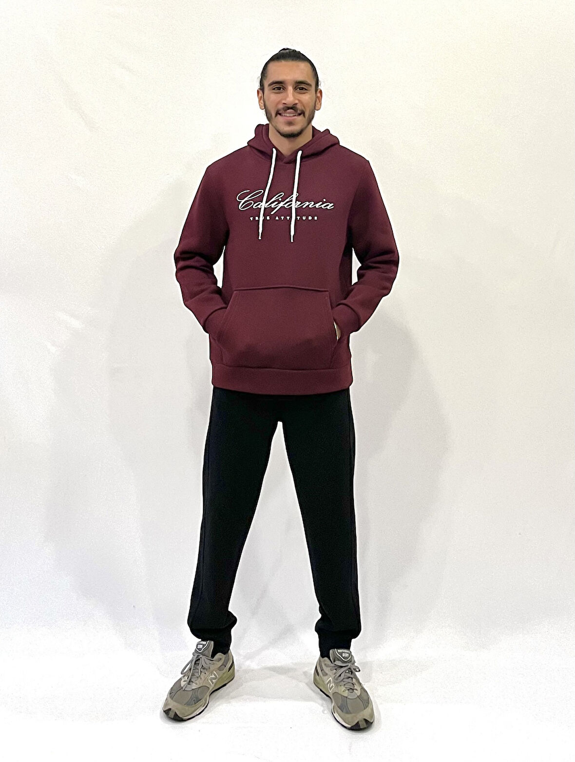 Süperlife Erkek Kapşonlu Rahat Kalıp İçi Polarlı 3 iplik Kanguru Cepli Californıa Baskılı Swetashırt spr24sw03