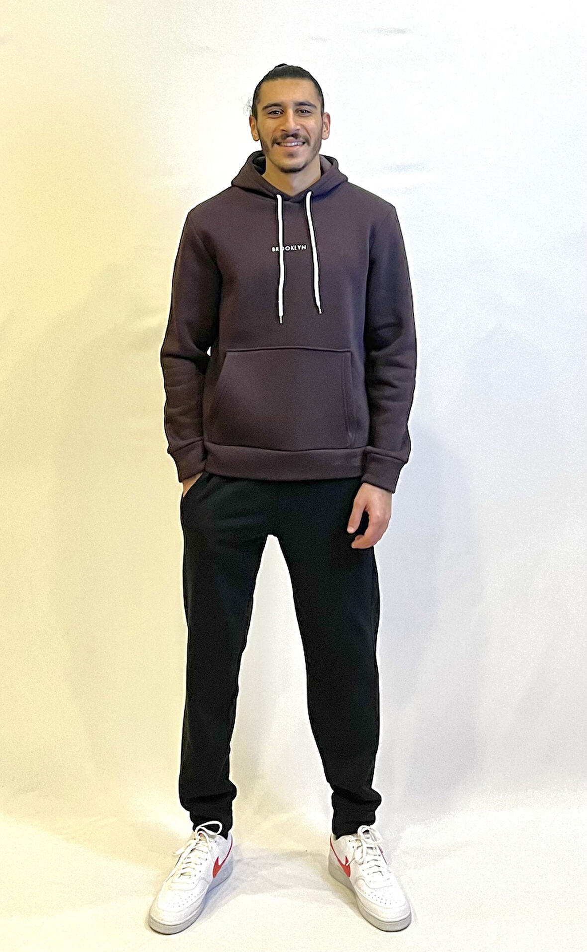 Erkek Kapş.Rahat Kalıp İçi Polarlı 3 iplik Orta Brooklyn Baskılı SweatShırt spr24sw13