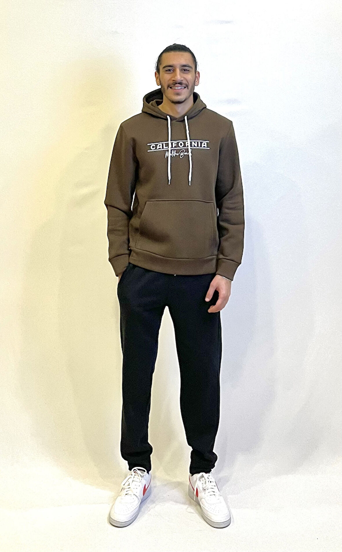 Süperlife Erkek Kapşonlu Rahat Kalıp İçi Polarlı 3 iplik Californıa Baskılı SweatShırt spr24sw11