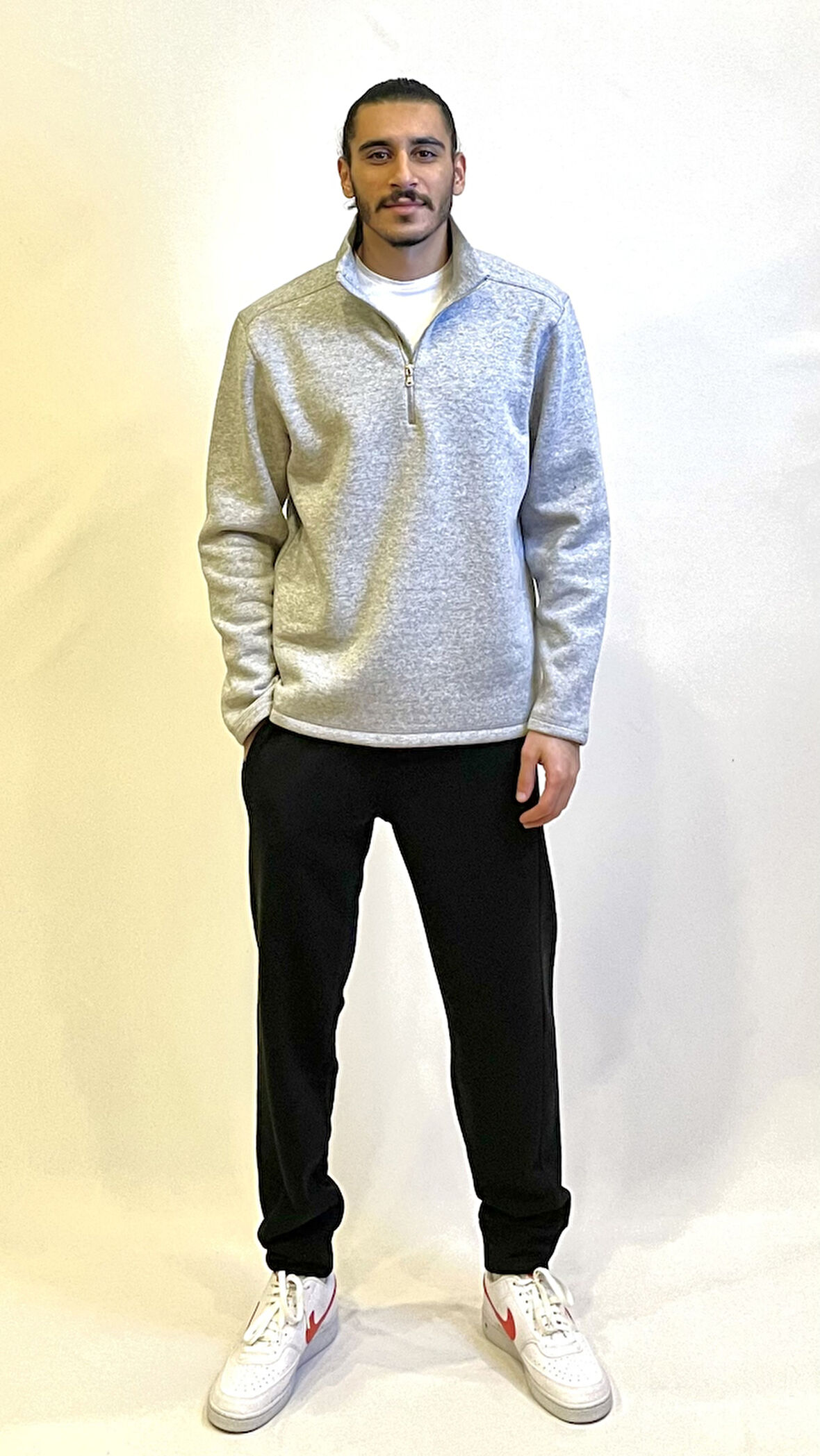 Erkek  Rahat Kalıp İçi Polarlı 3 iplik Yarım Fermuarlı  SweatShırt spr24sw21