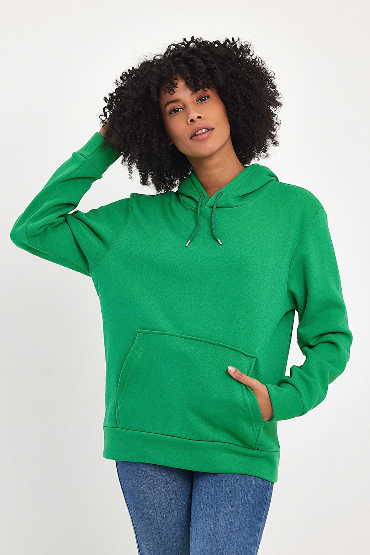 Kadın Kapşonlu Rahat Kalıp İçi Polarlı 3 iplik SweatShırt spr24swk55