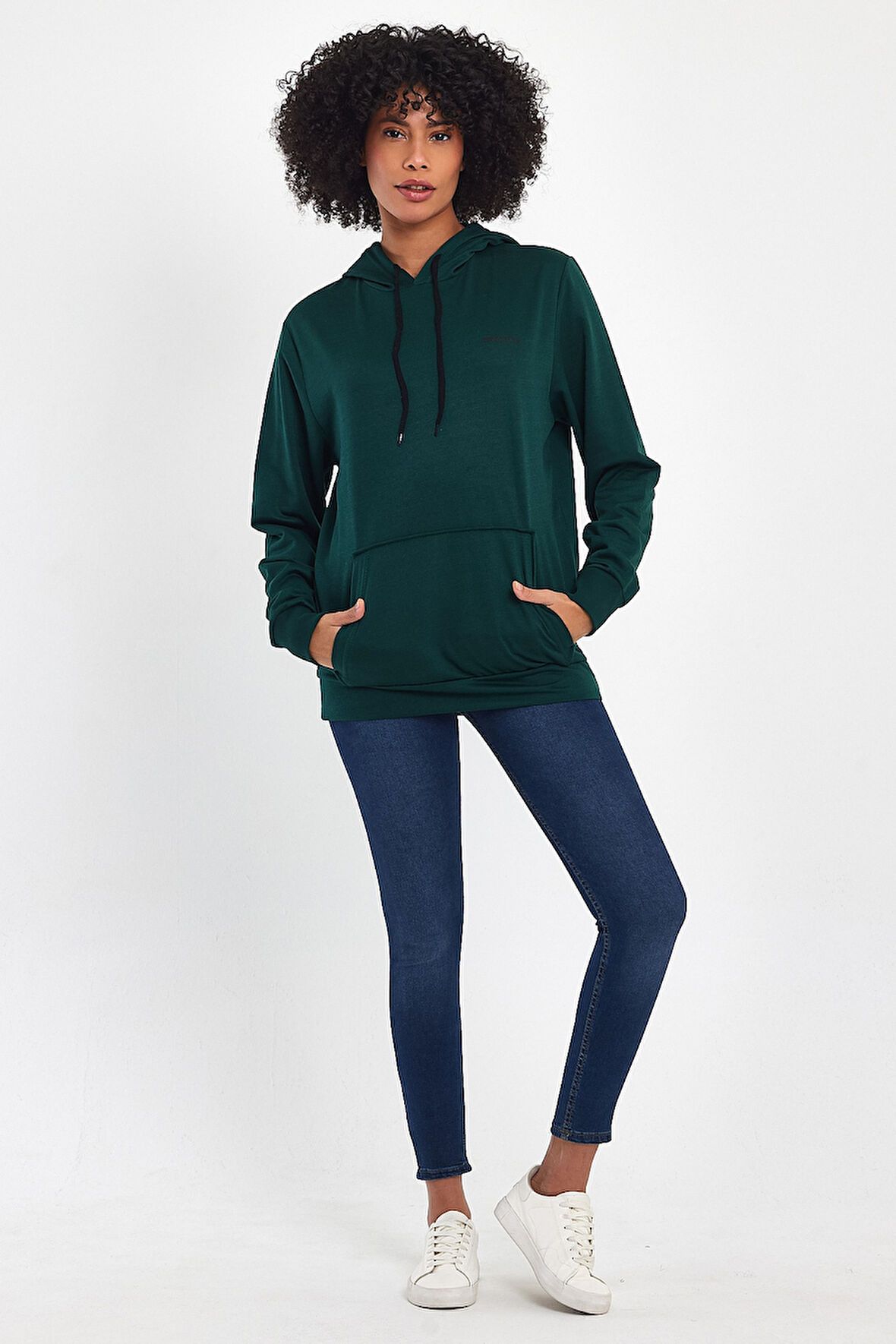 Süperlife Kadın Kapşonlu Regular Fit Baskılı İnce Sweatshirt SPR21K61
