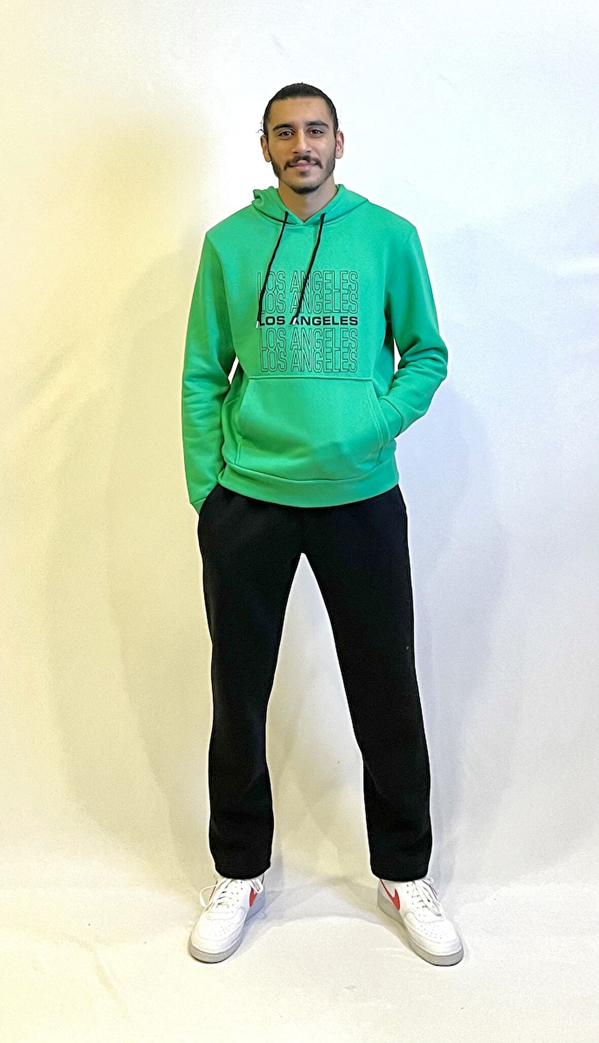 Süperlife Erkek Kapşonlu Rahat Kalıp İçi Polarlı 3 iplik  Los Angeles Baskılı SweatShırt spr24sw10