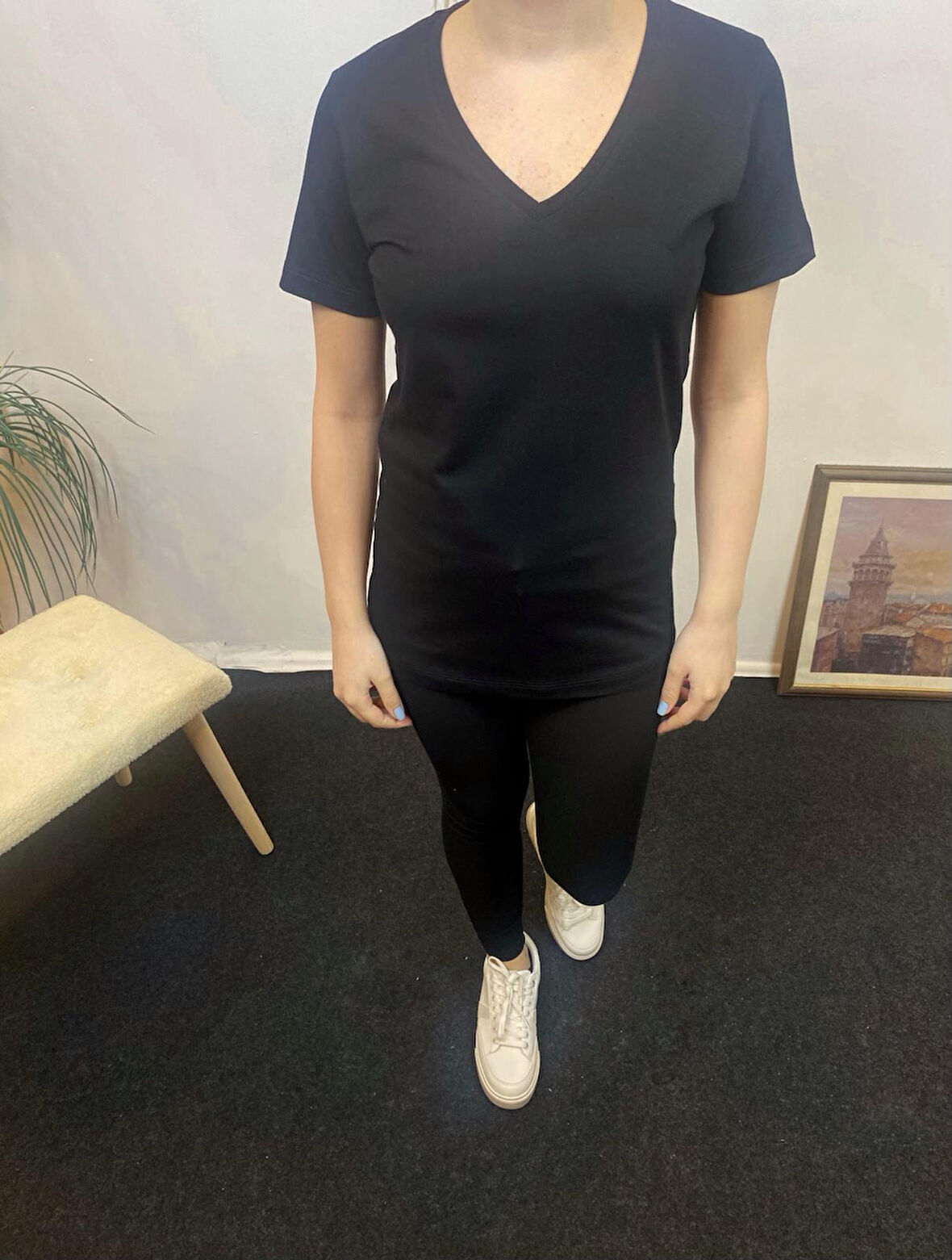 Kadın V Yaka Tişort SPR24tsk246