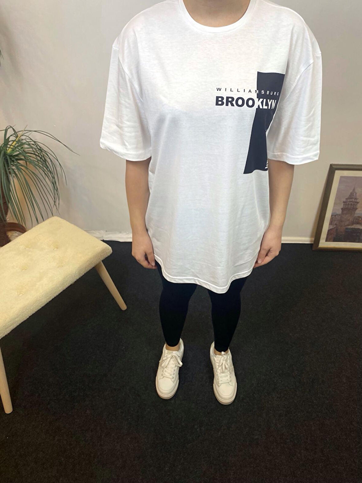 Kadın Bisiklet Yaka W.Brooklyn Baskılı Tişort  SPR21YK21