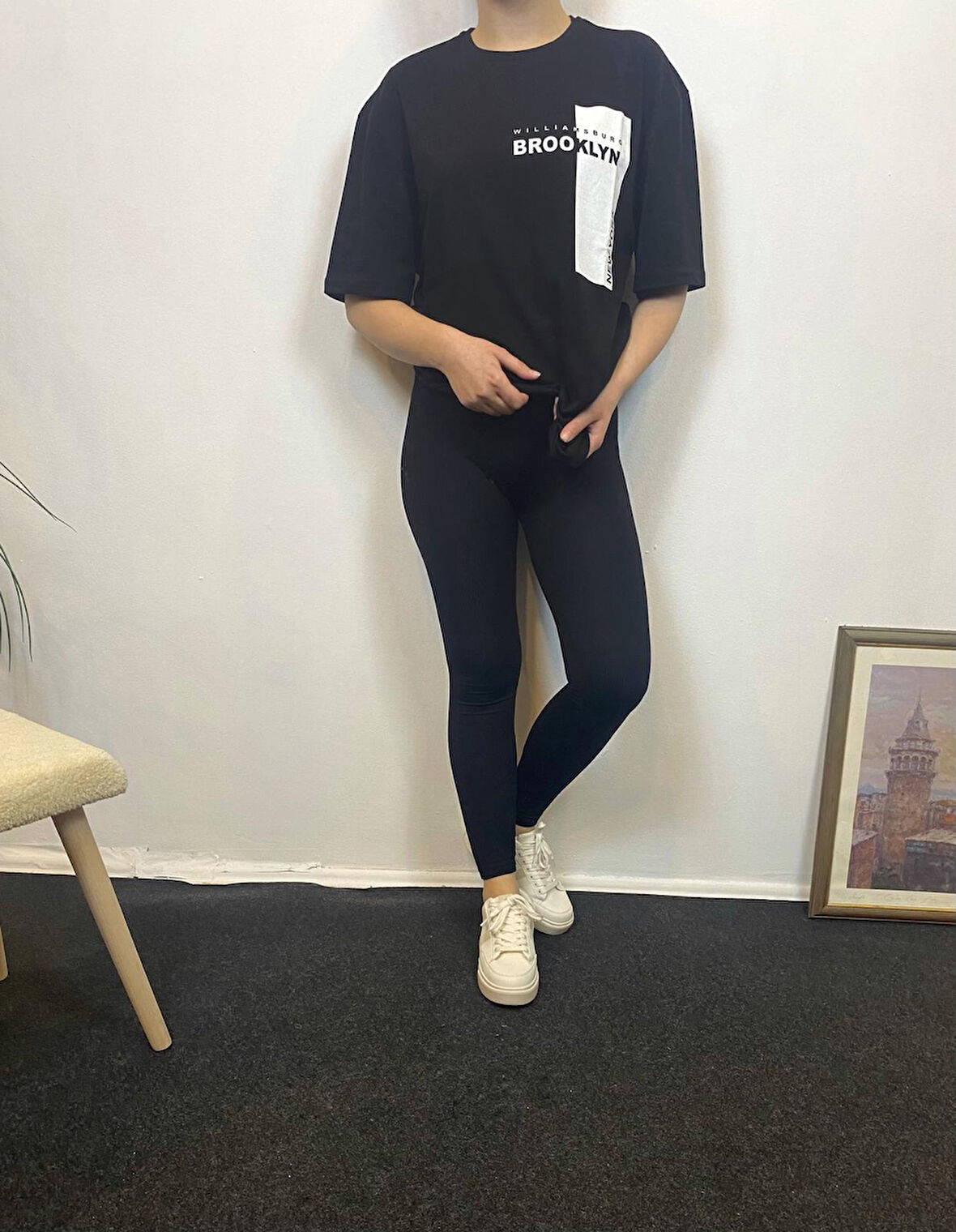 Kadın Bisiklet Yaka W.Brooklyn Baskılı Tişort  SPR21YK21