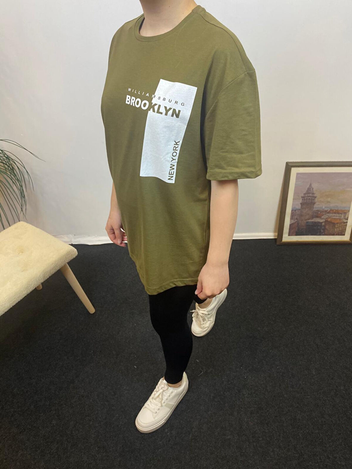 Kadın Bisiklet Yaka W.Brooklyn Baskılı Tişort  SPR21YK21