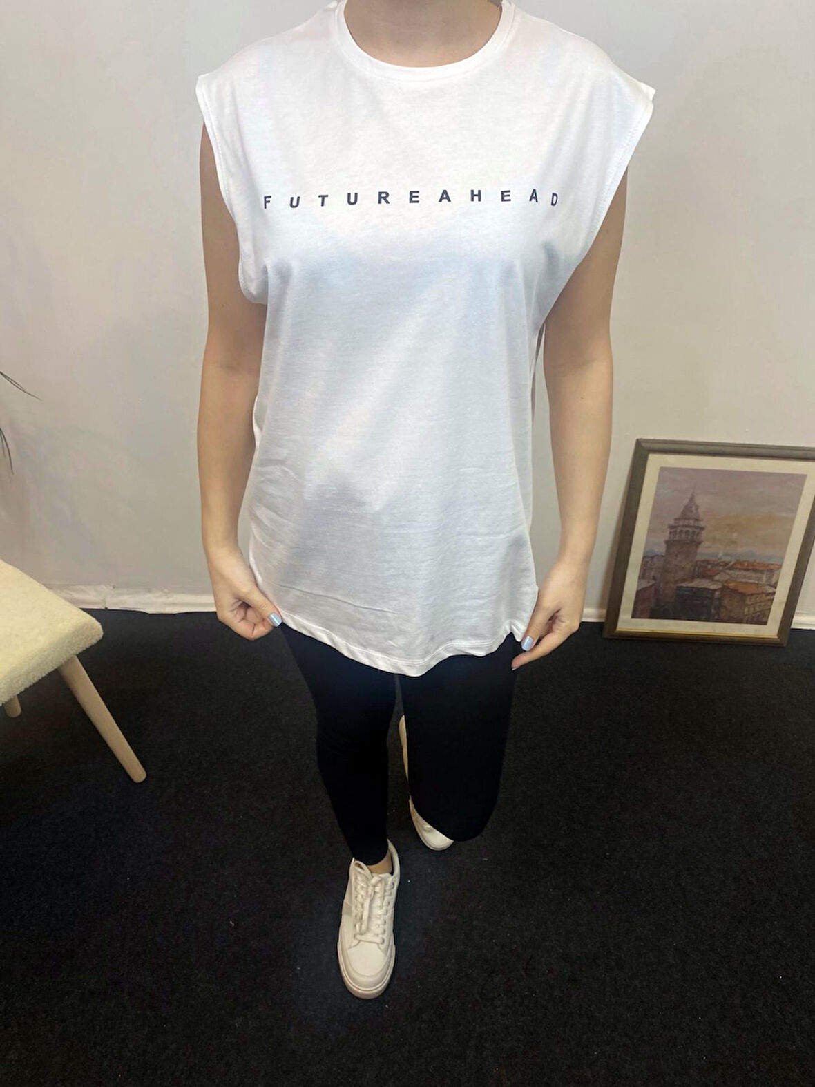 Kadın Bisiklet Yaka Regular Fit Baskılı Tişort SPR24ATk344