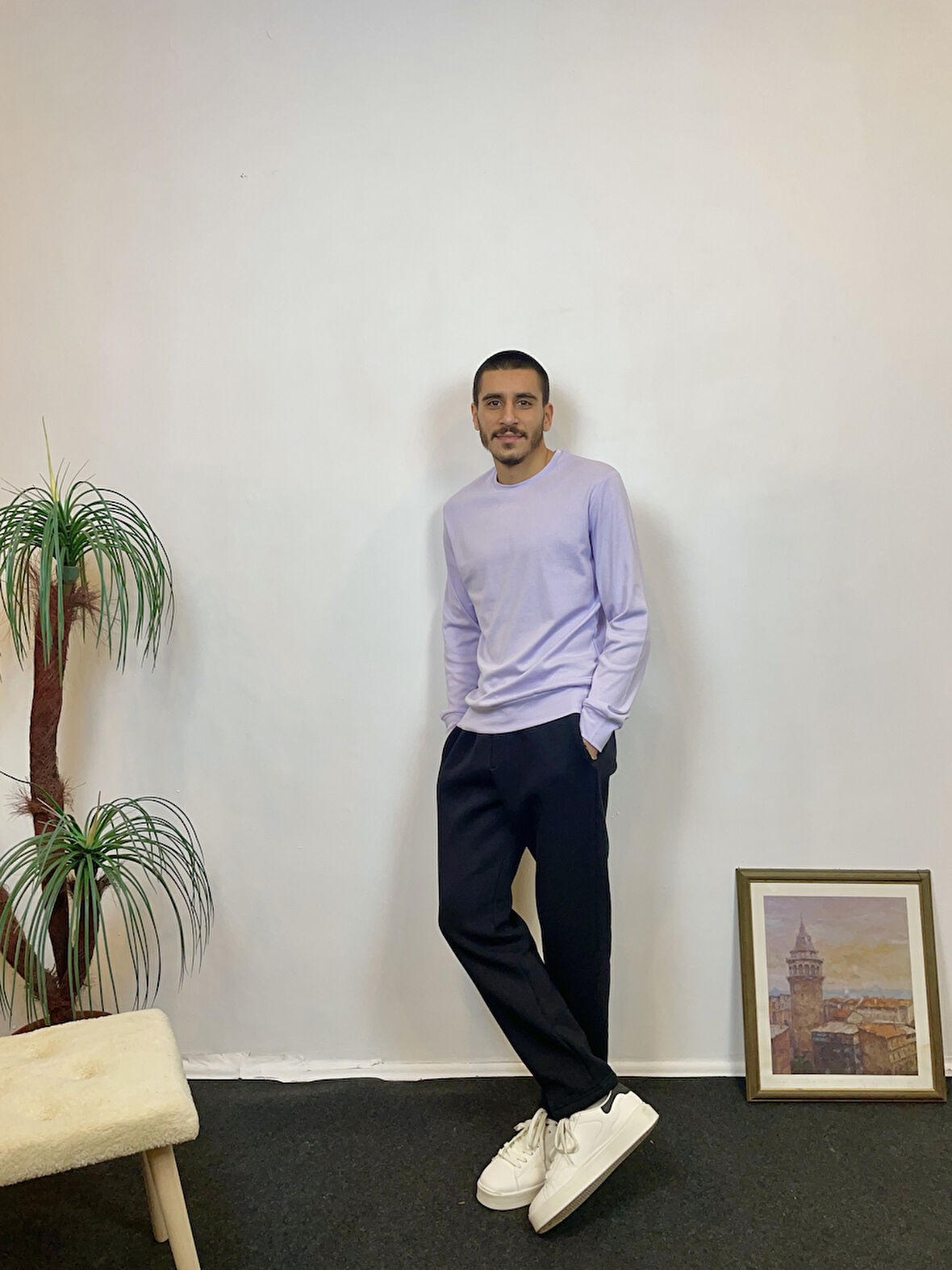 Süperlife Erkek Bisiklet Yaka Slim Fit İnce Sweatshirt SPR 20K17