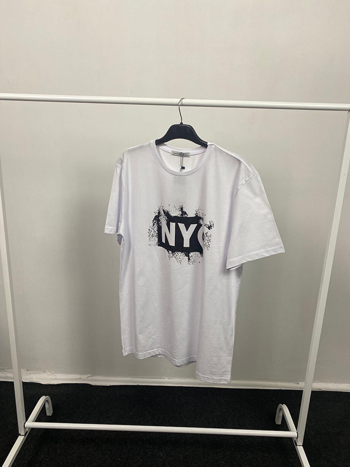 Kadın Bisiklet Yaka Oversize Fit NYC Baskılı Tişort SPR24TSk114