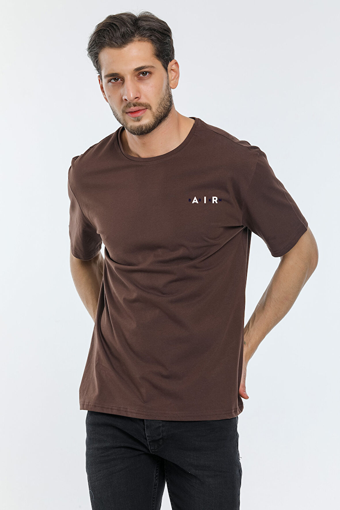 Süperlife Erkek Bisiklet Yaka Slim Fit Baskılı Tişort SPR21Y23