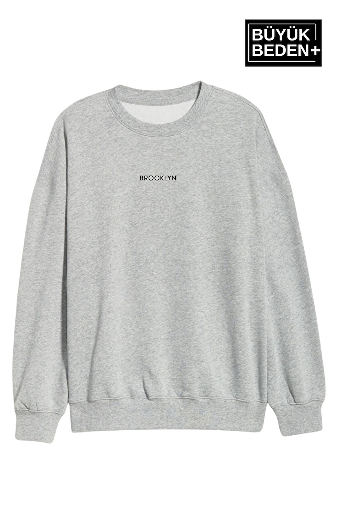 Kadın Orta Brooklyn Baskılı Büyük Beden İnce Bisiklet Yaka Swatshırt SPR25BSWK60