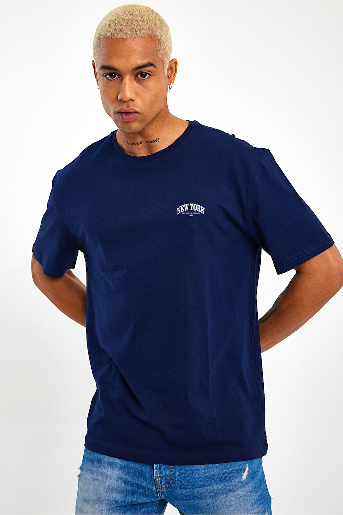 Süperlife Erkek Bisiklet Yaka  New York Baskılı Tshirt SPR25TS29