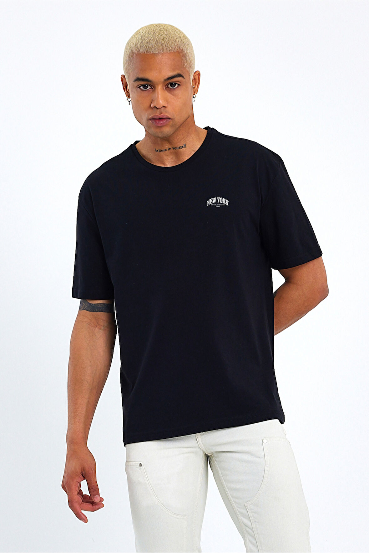 Süperlife Erkek Bisiklet Yaka  New York Baskılı Tshirt SPR25TS29