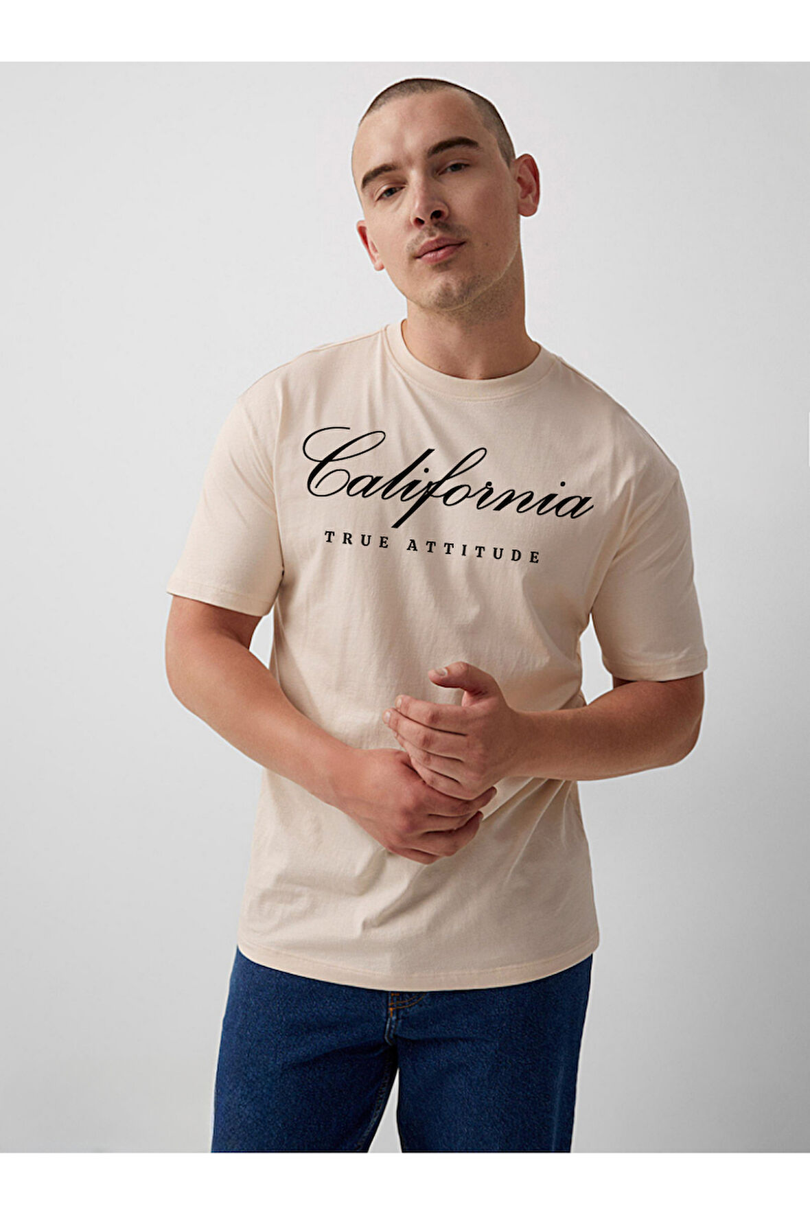 Süperlife Erkek Bisiklet Yaka El Yazılı Brooklyn Baskılı Tshirt SPR25TS32
