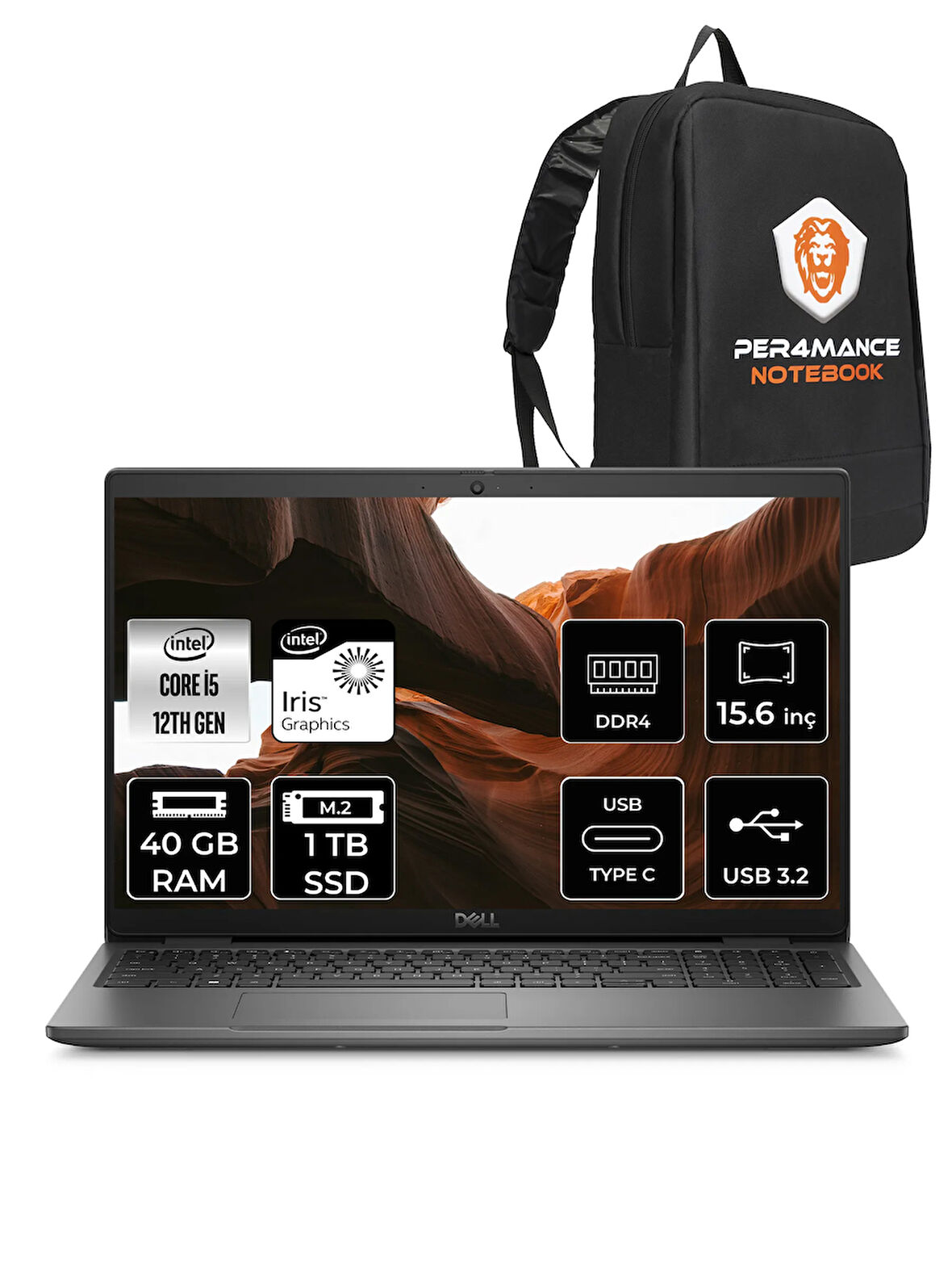 Dell Latitude 3540 i5-1235U 40GB RAM 1TB SSD 15.6'' FHD FDOS Dizüstü Bilgisayar & PER4 ÇANTA 