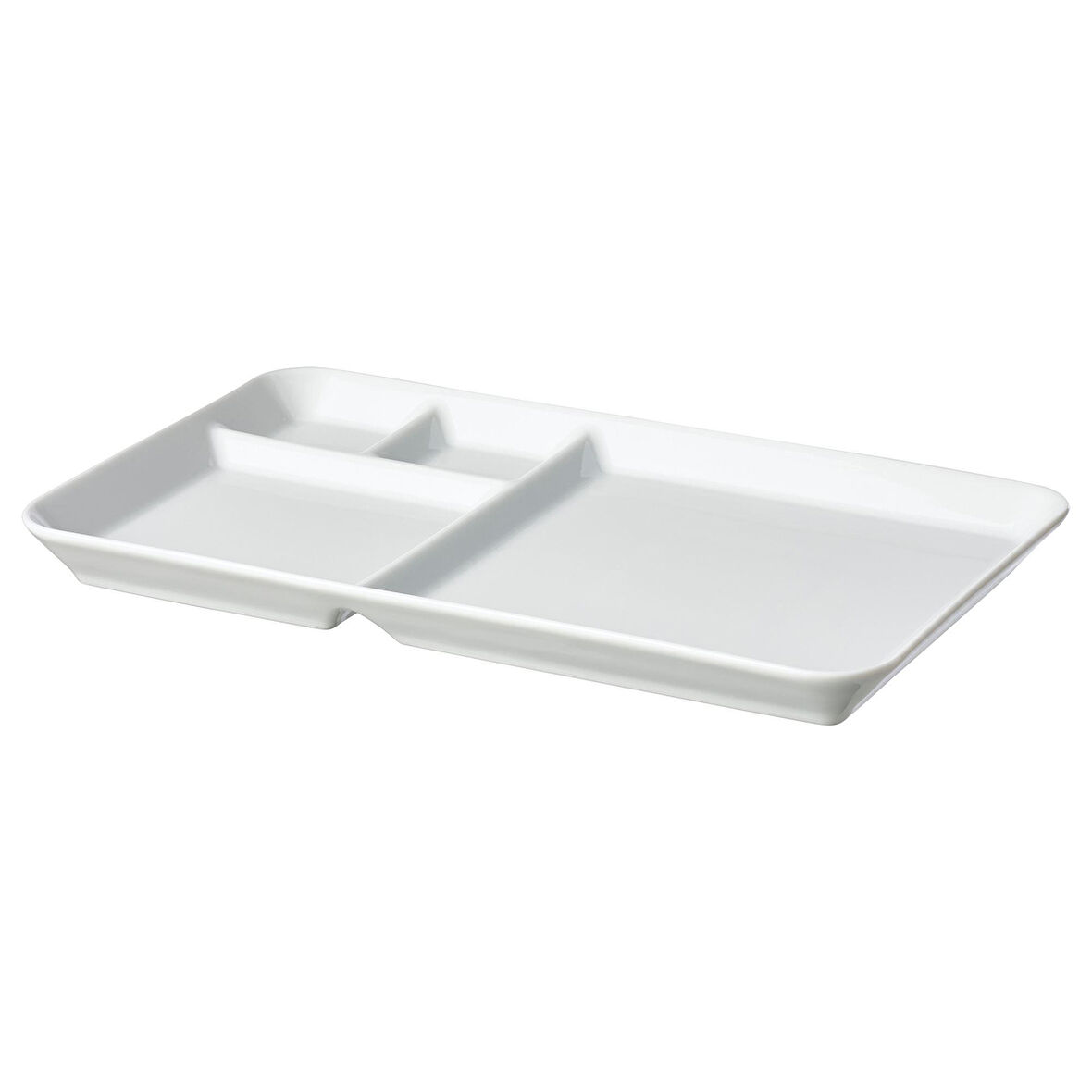 2 Adet Bölmeli Kahvaltı Tabak MeridyenDukkan Beyaz Renk 31x19 cm Feldispat Porselen Sunum-Servis Tabağı