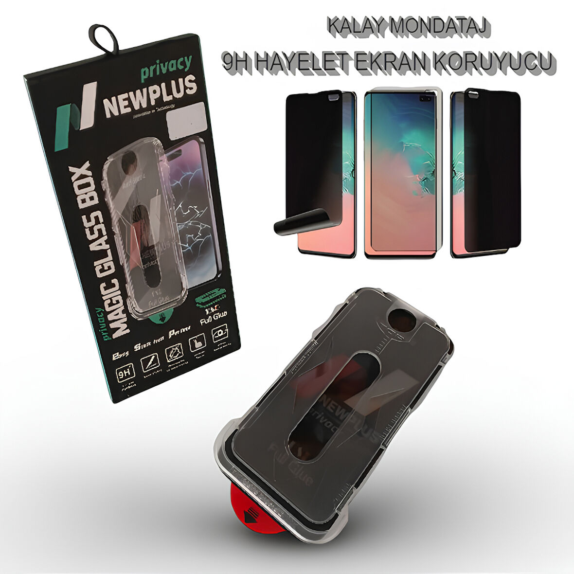 Apple iPhone 15 PLUS Uyumlu Kırılmaz Cam Ekran Koruyucu HAYALET Çekmeli Kolay Montaj - 9H - NEWPLUS