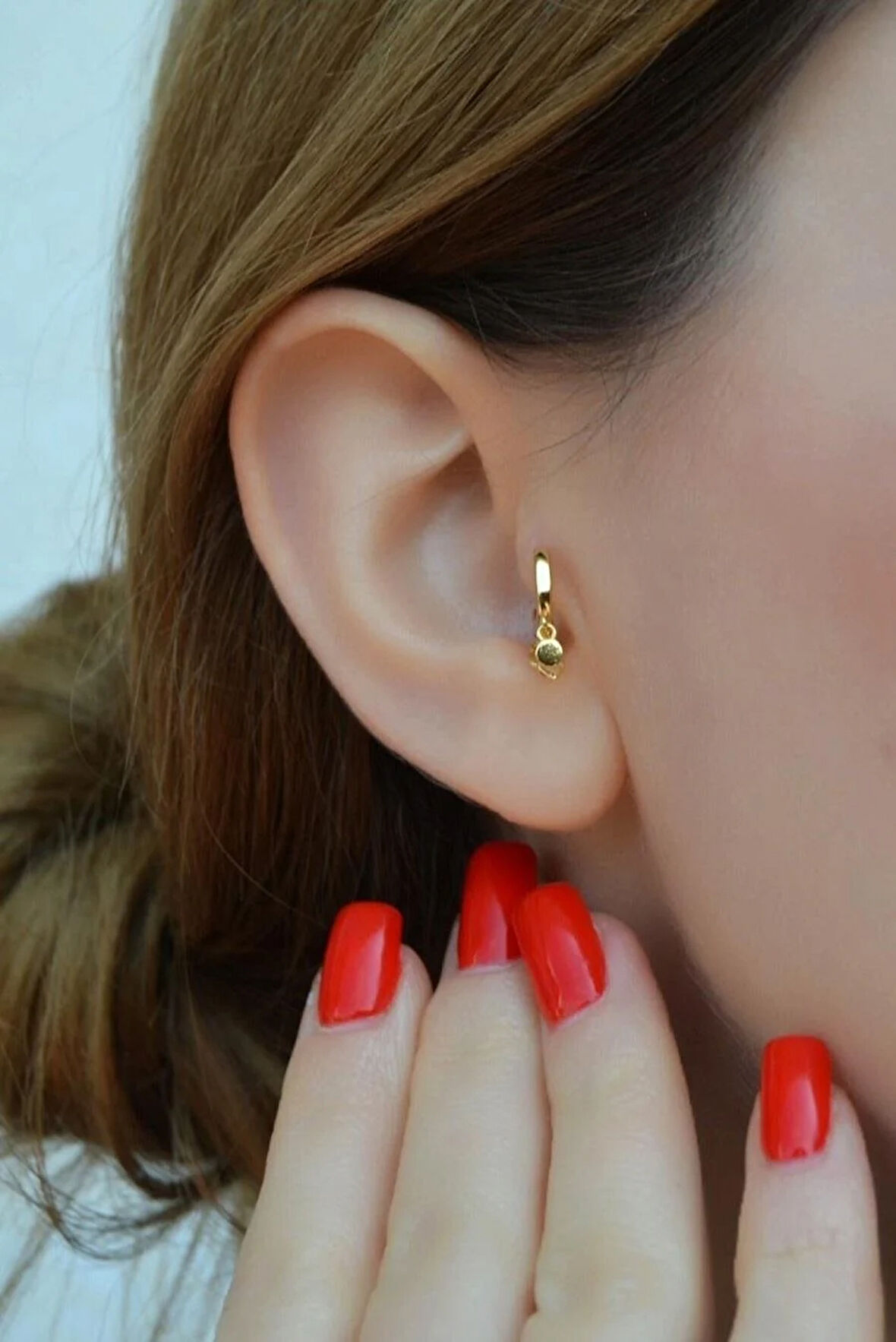 Mini Pul Sallantılı Halka Piercing 6 mm Tragus Forward Helix Kıkırdak Piercing