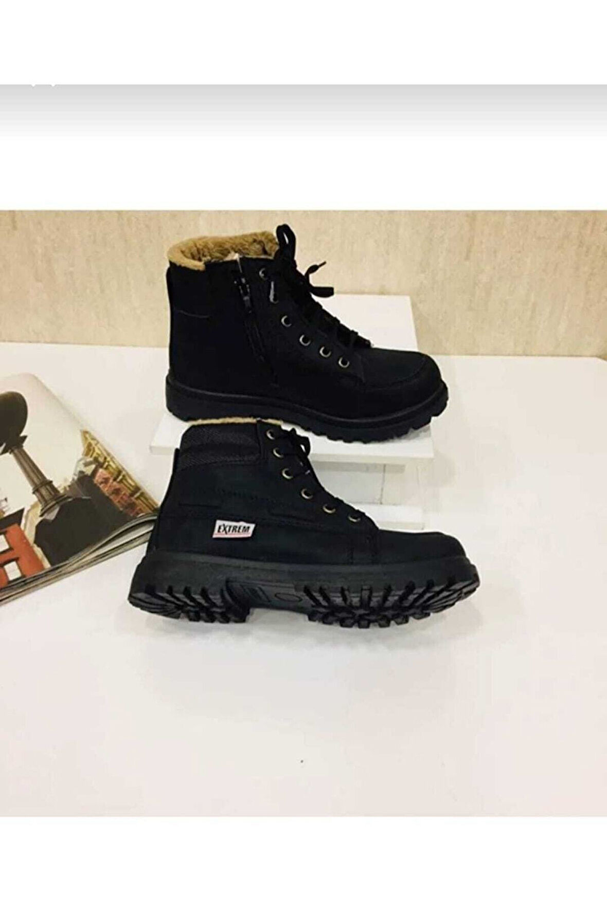 Extrem Unisex Siyah Kışlık Suya Dayanıklı Kürklü Bot Ayakkabı