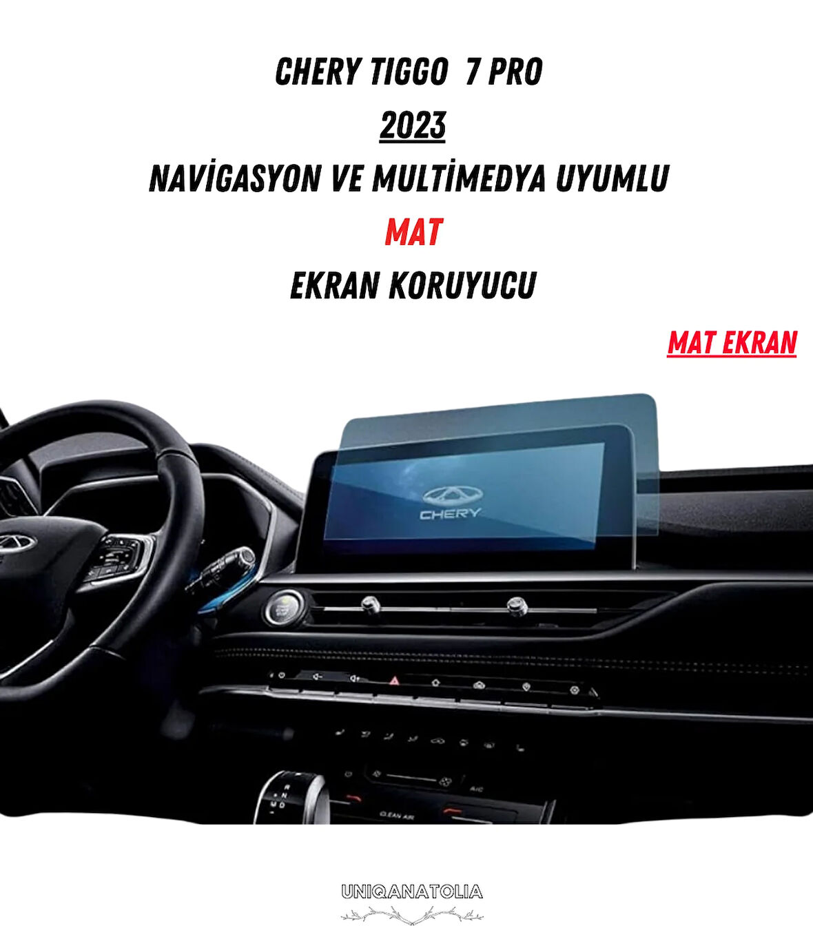 Chery Tiggo 7 Pro 2023 Navigasyon ve Multimedya Uyumlu Mat Ekran Koruyucu
