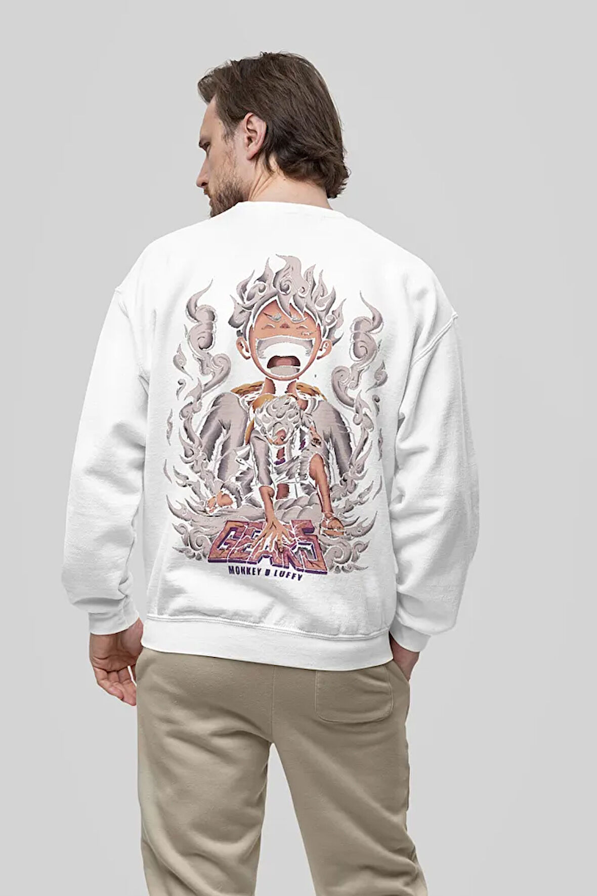 Monkey D. Luffy Gear 5 Baskılı Unisex Oversize Anime Sweatshirt