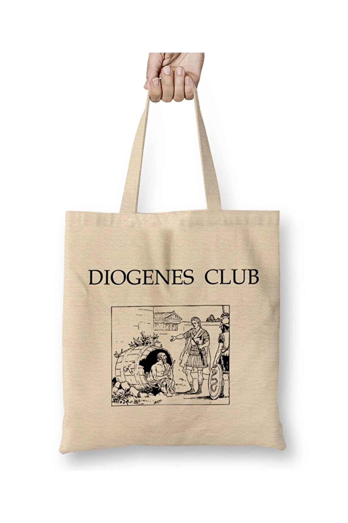 Philosophy Diogenes Club Diyojen Beyaz Bez Çanta Uzun Saplı Alışveriş Çantası Plaj Çantası