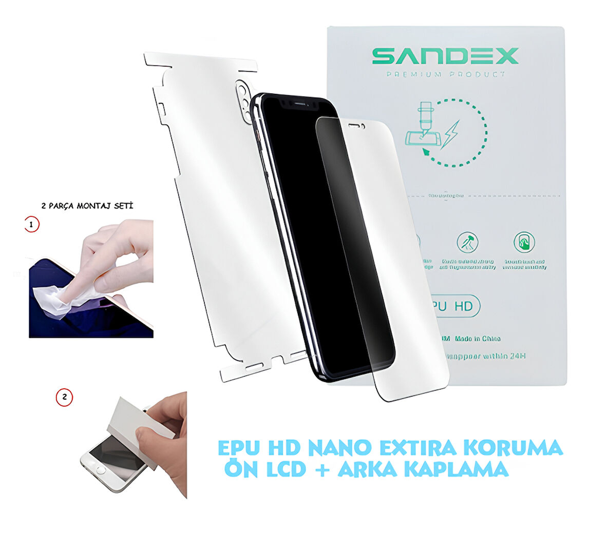 Samsung Galaxy A32 5G NANO Ön Ekran + Full Arka Kaplama SET Esnek ULTRA İnce - SANDEX - EPU HD