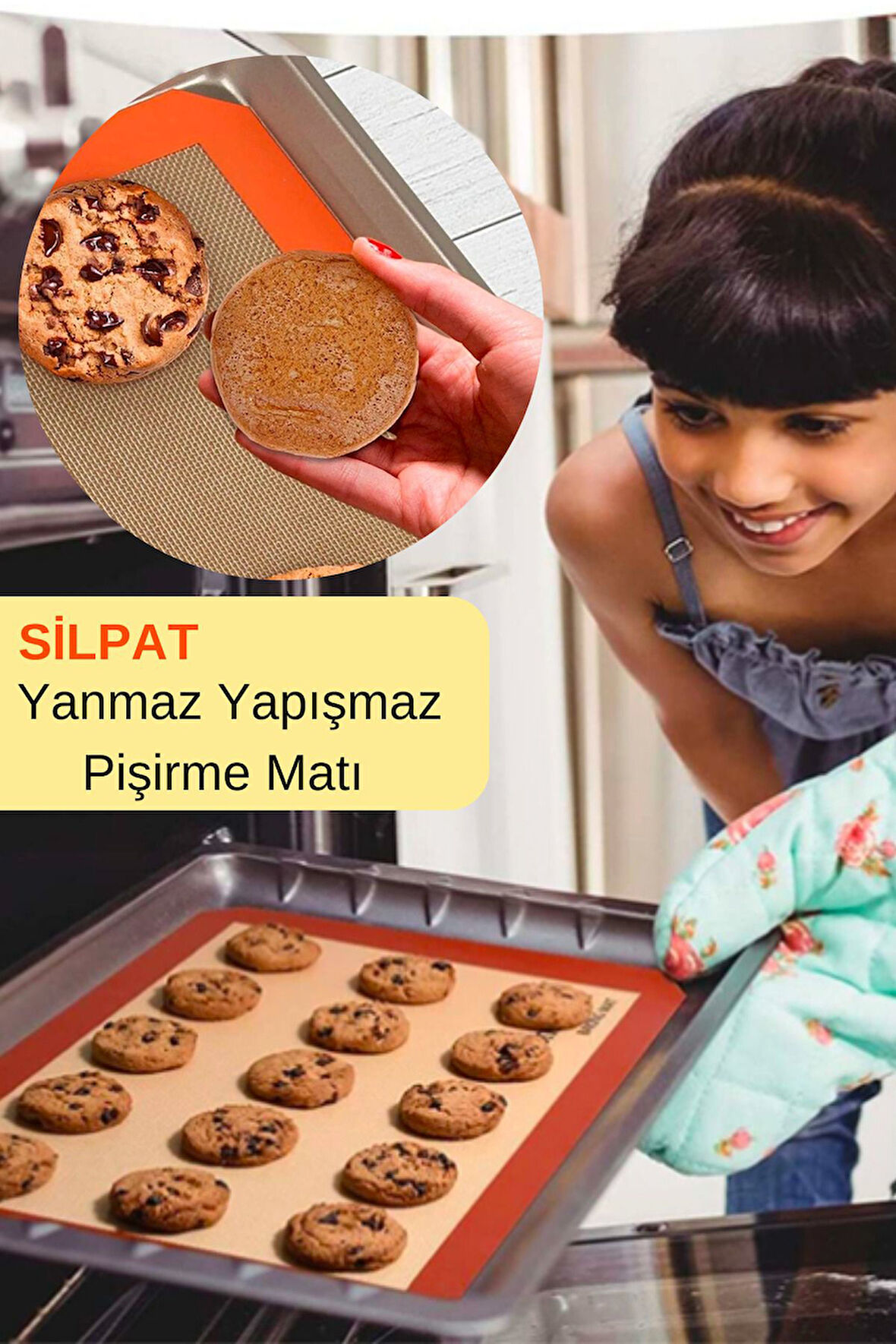 Orjinal Silpat Fırınlanabilir Kendinden Yağlı Yıkanabilir Silikon Pişirme Matı Hamur Açma Matı 30x40