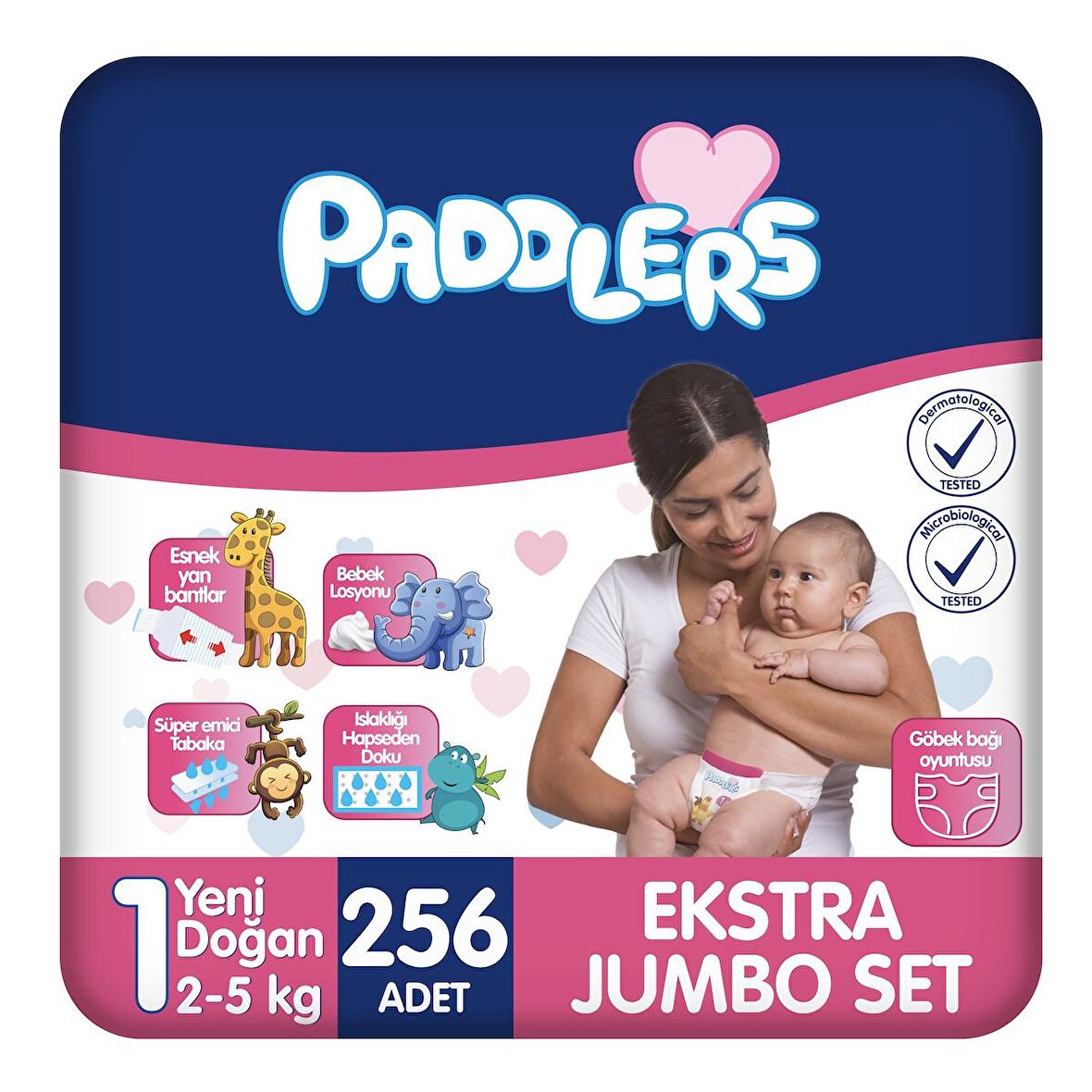 Paddlers Bebek Bezi 1 Numara Yenidoğan 256 Adet (2-5 Kg) Ekstra Jumbo Set