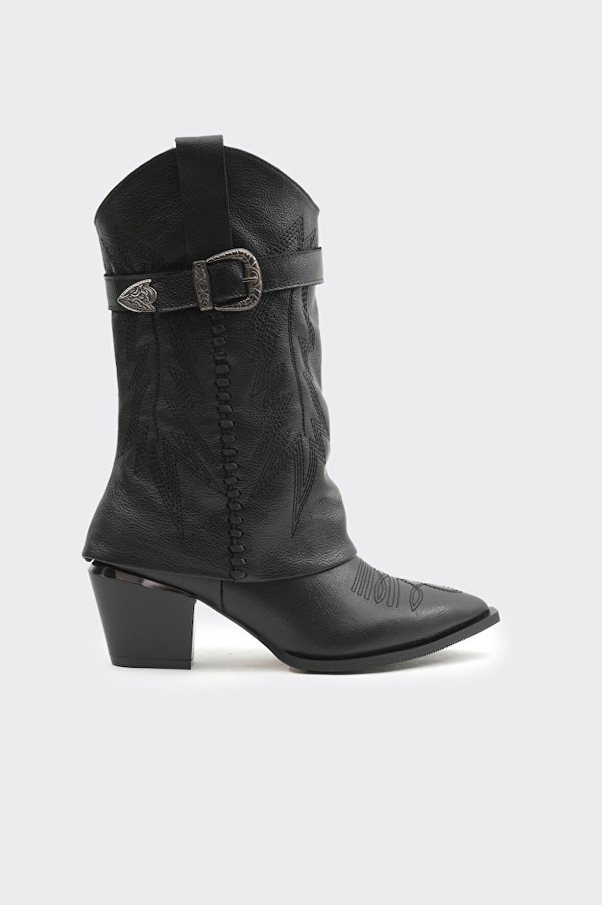 Desenli Hakiki Deri Kadın Çizme