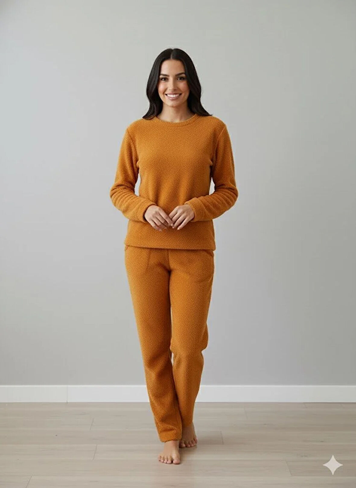 KADIN HARDAL PELUŞ PİJAMA TAKIM