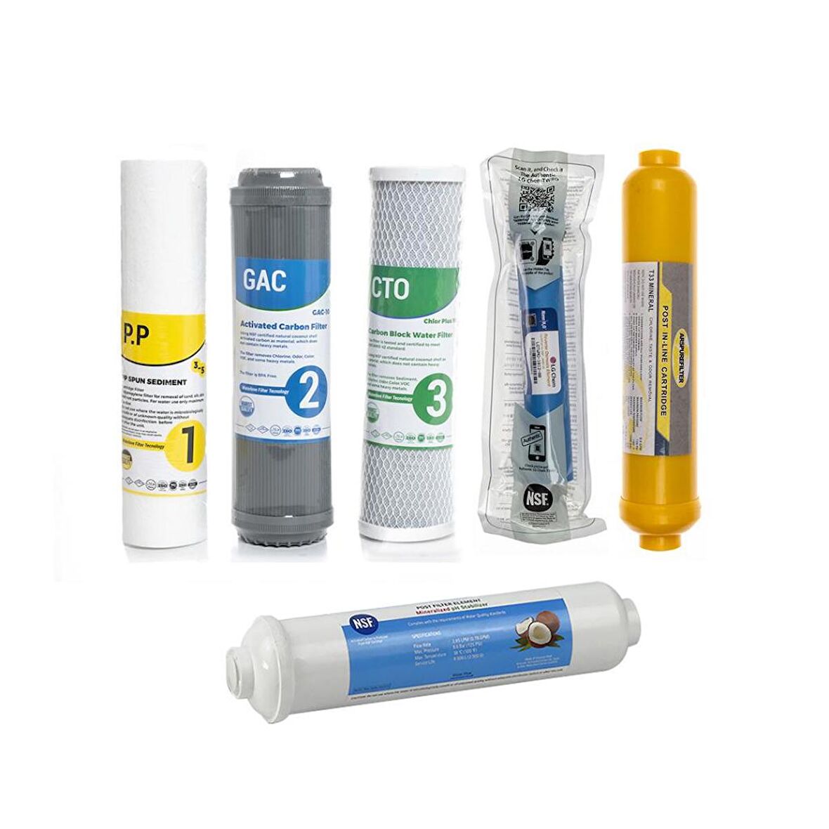 Sulook Su Arıtma Cihazı Çift Karbonlu Açık Kasa 6'lı Filtre Seti, Lg Membranlı