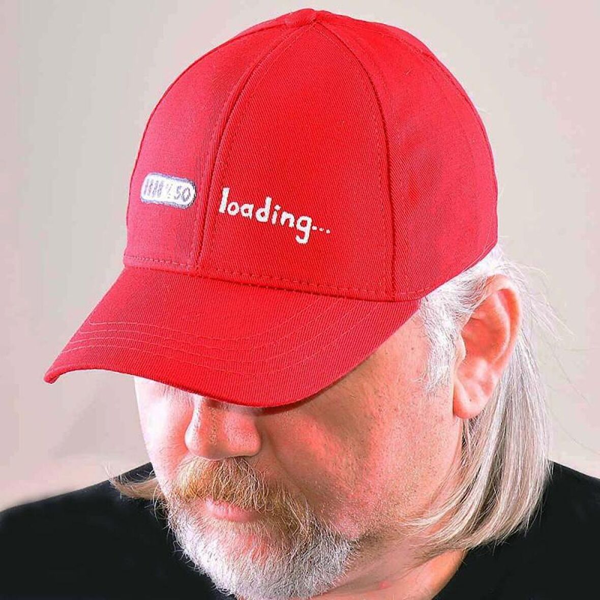 Erkek Kep Şapka - El Boyaması - Kırmızı - Loading Desenli